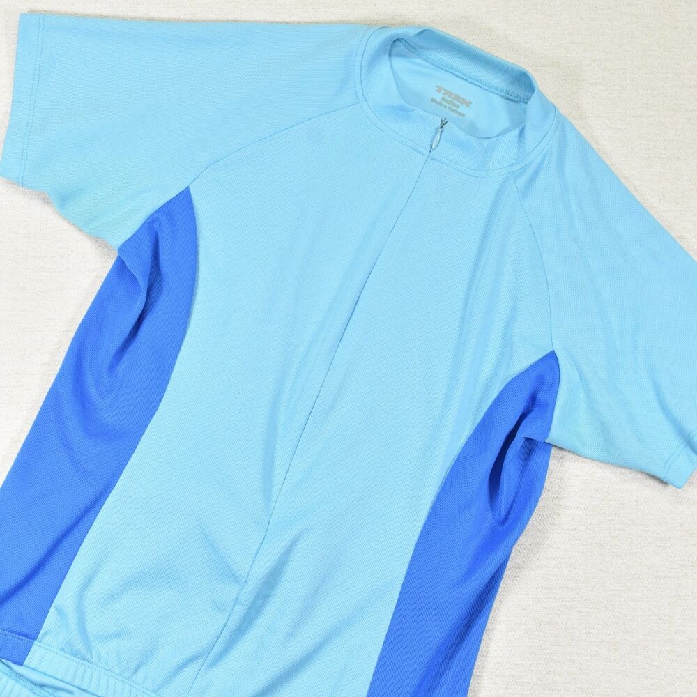Trek Womens M Blue Colorblock Short Sleeve Cycling Bike Jersey 1/4 Zip
